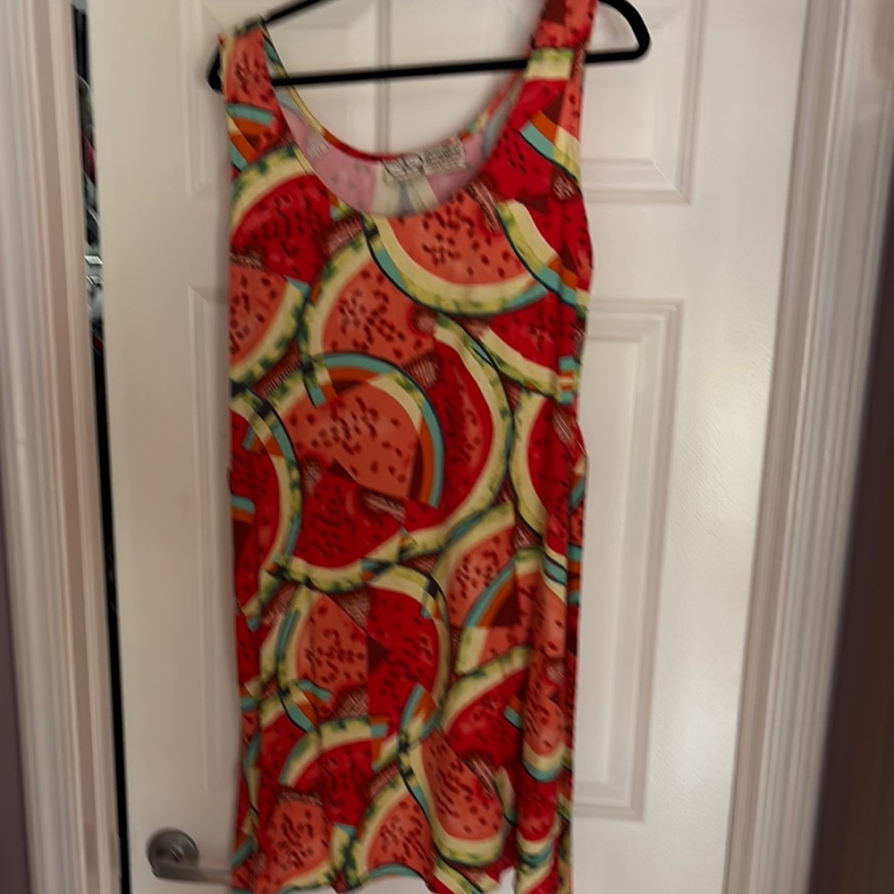 Bayou wear from NOLA jazz fest Watermelon Print Sleeveless Dress